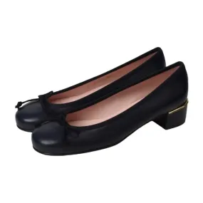 45553 - Navy Soft Leather Heel for Teen/Women by Pretty Ballerinas