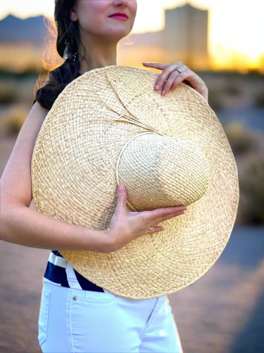 7" Brim Natasha Woven XL Straw Sun Hats