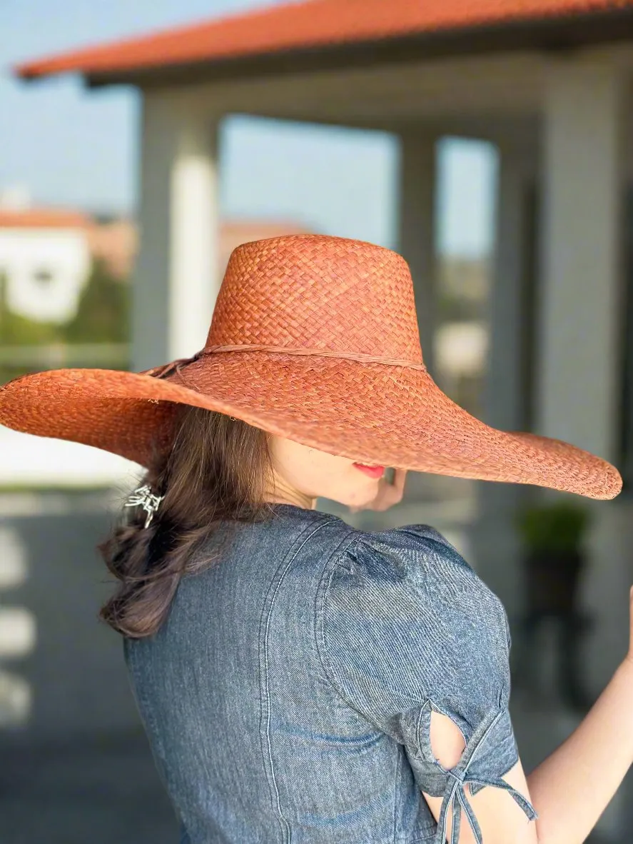 7" Brim Natasha Woven XL Straw Sun Hats