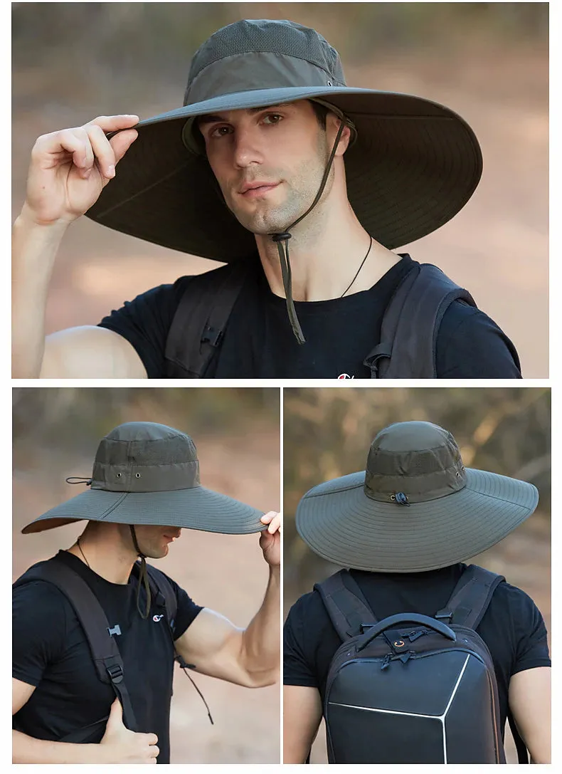 Adventure Ready Wide Brim Sun Hat with UPF50  Protection - Army Green Grey Dark Gray