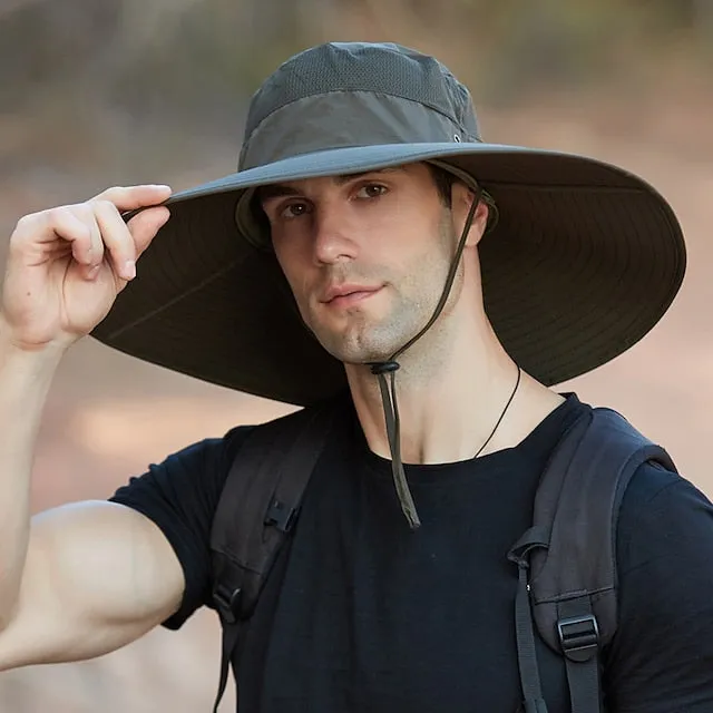 Adventure Ready Wide Brim Sun Hat with UPF50  Protection - Army Green Grey Dark Gray