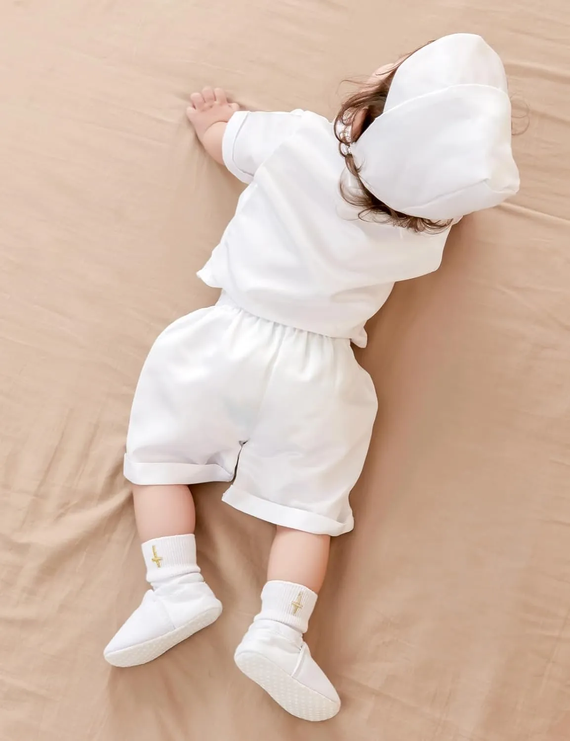 AGJ Baby Boys Baptism Shoes with Embroidered Cross, Infant Toddler Soft Sole White Christening Sneaker