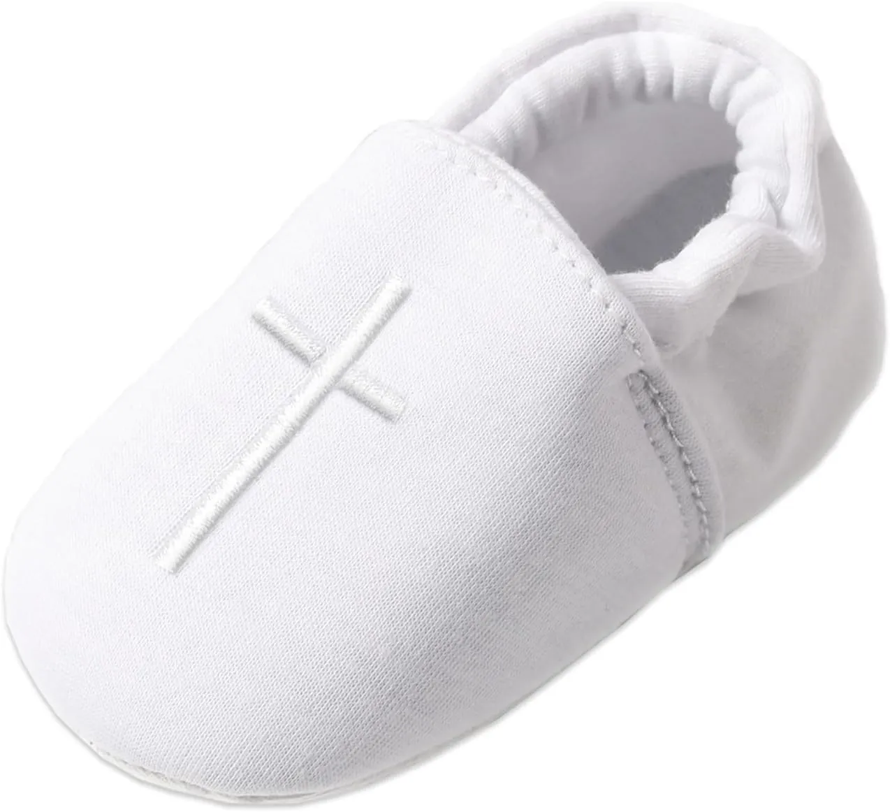 AGJ Baby Boys Baptism Shoes with Embroidered Cross, Infant Toddler Soft Sole White Christening Sneaker