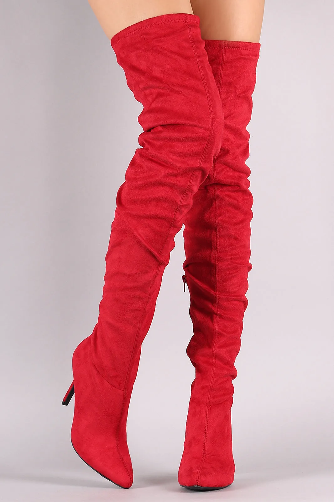 Anne Michelle Suede Slouchy Pointy Toe Stiletto Boots