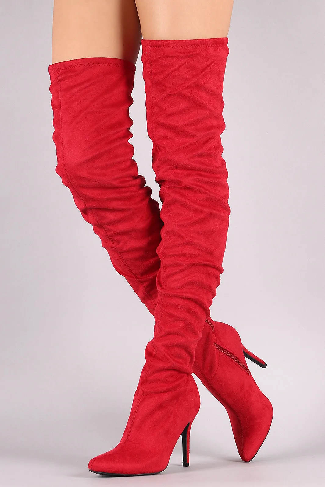 Anne Michelle Suede Slouchy Pointy Toe Stiletto Boots