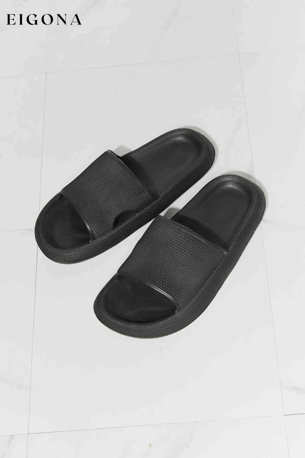 Arms Around Me Open Toe Slide in Black