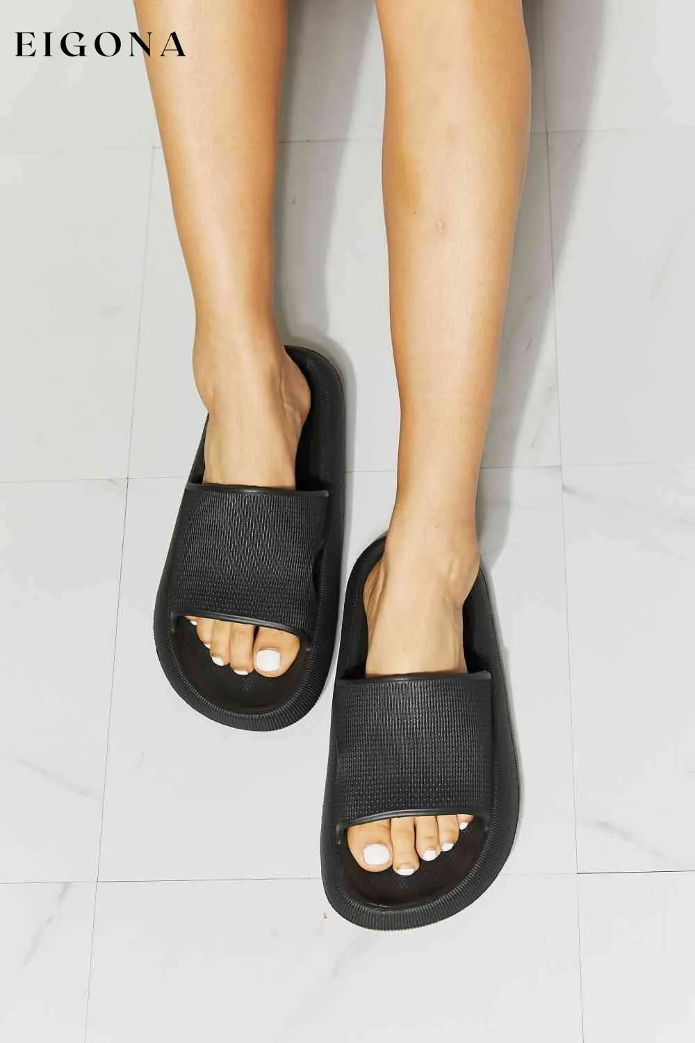 Arms Around Me Open Toe Slide in Black
