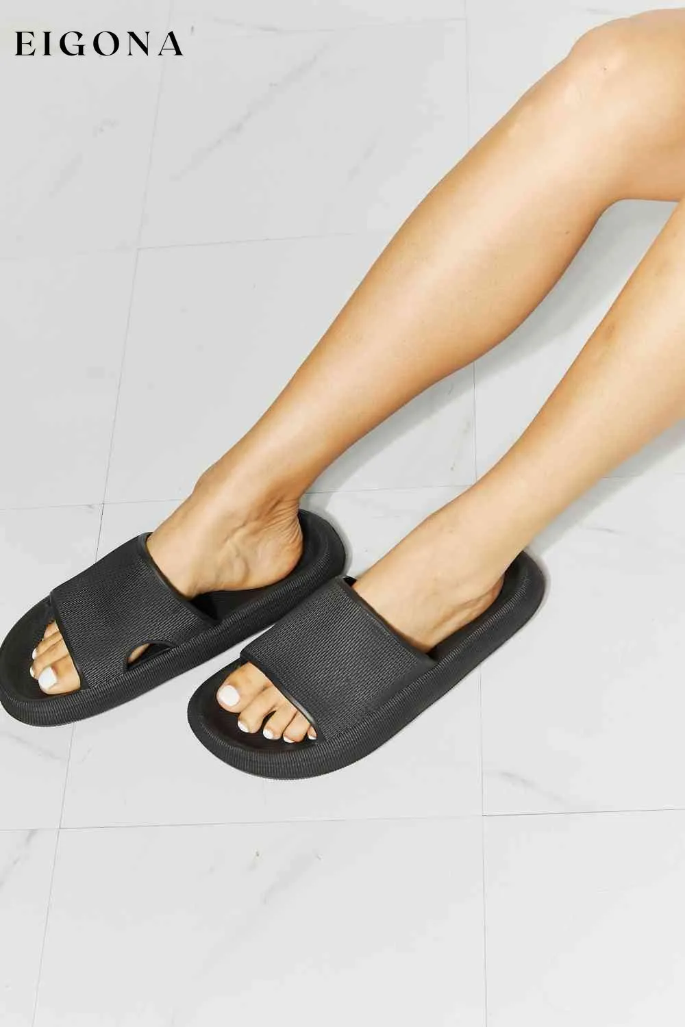 Arms Around Me Open Toe Slide in Black