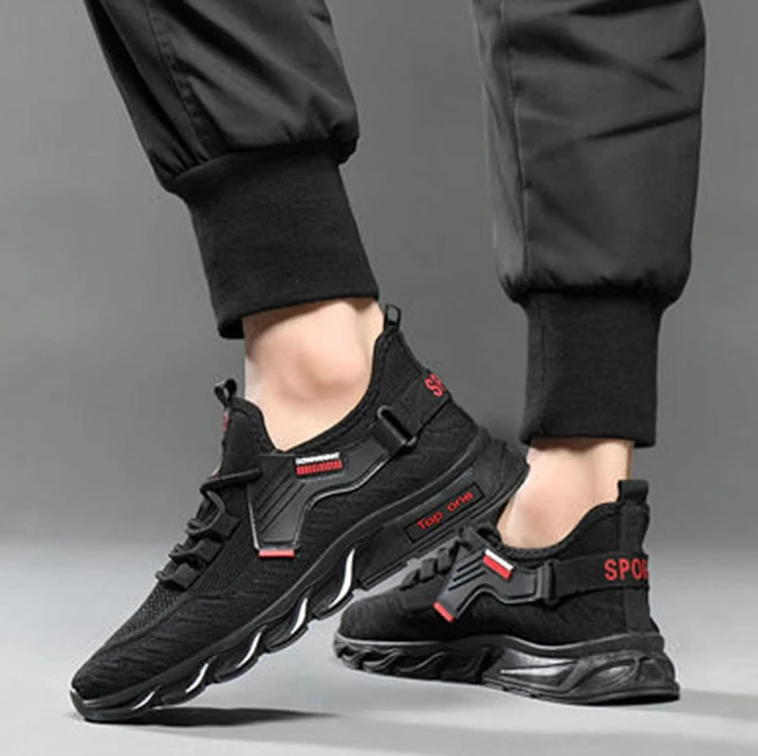 BORAMAX Men's Running Shoes Breathable Men's Tennis Shoes Lightweight Sneakers One Pedal Gym Casual Comfortable Shoes