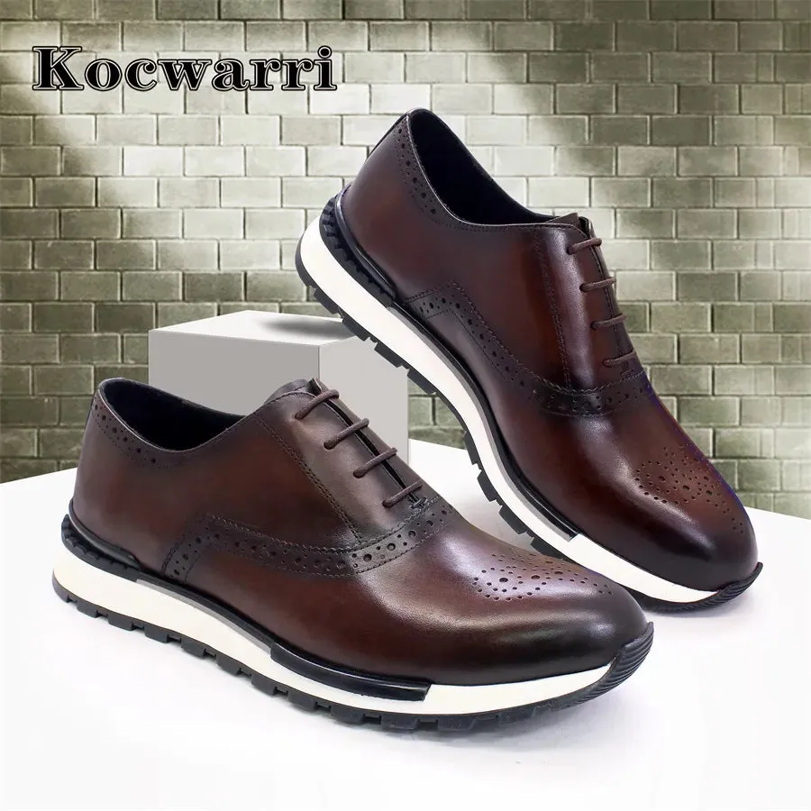 Casual Men's  Genuine Leather Comfortable Fashion Sneakers Handmade