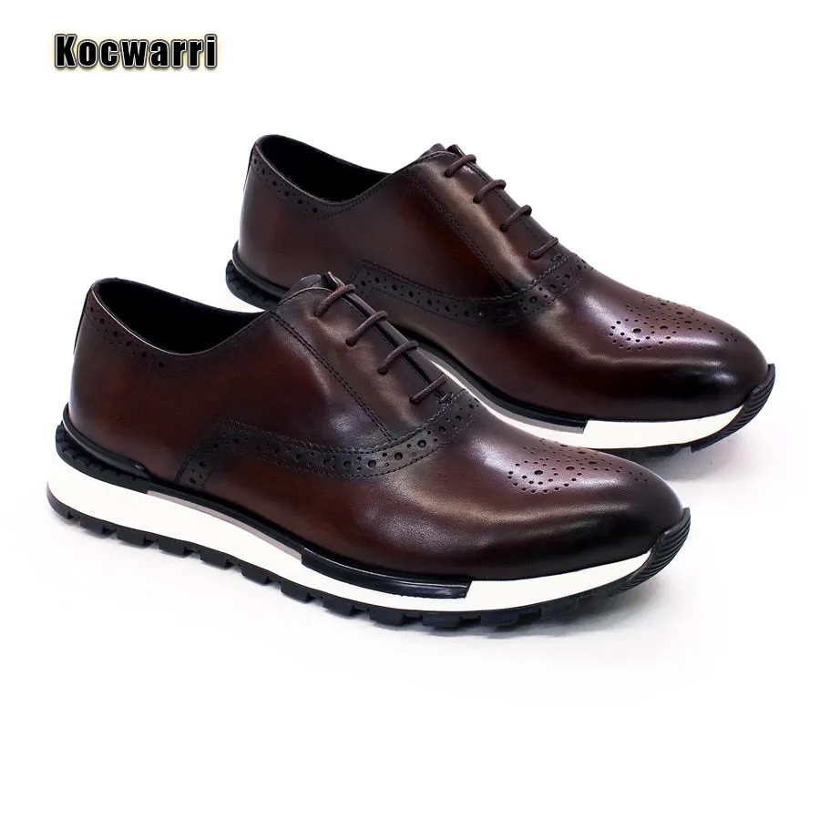 Casual Men's  Genuine Leather Comfortable Fashion Sneakers Handmade