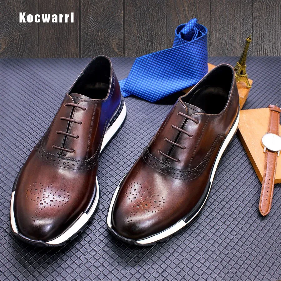 Casual Men's  Genuine Leather Comfortable Fashion Sneakers Handmade