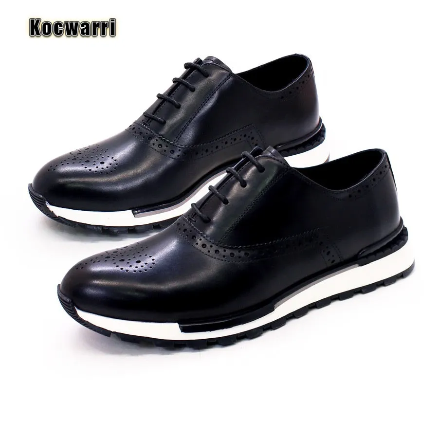 Casual Men's  Genuine Leather Comfortable Fashion Sneakers Handmade