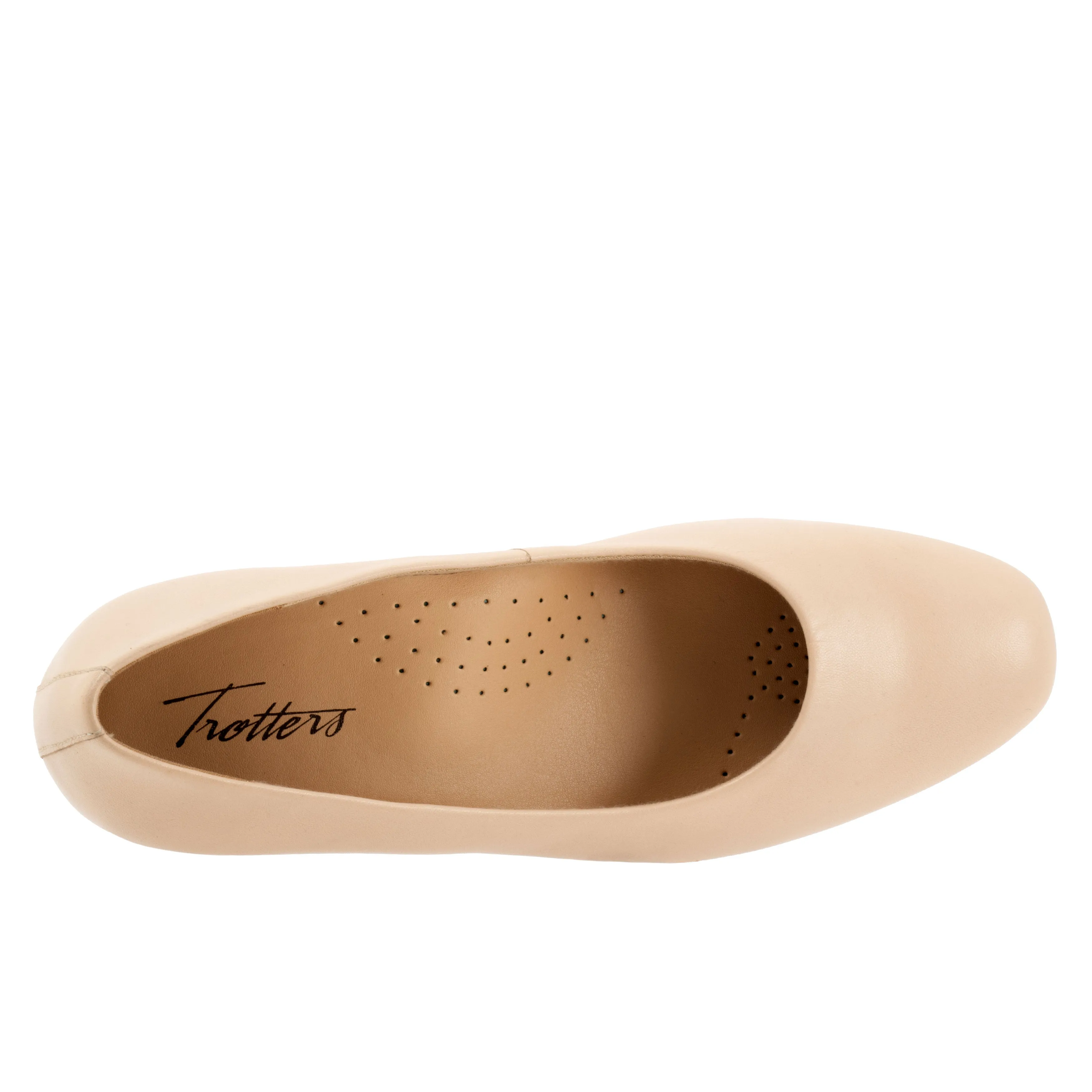 Daria Beige Leather Mid Block Heel