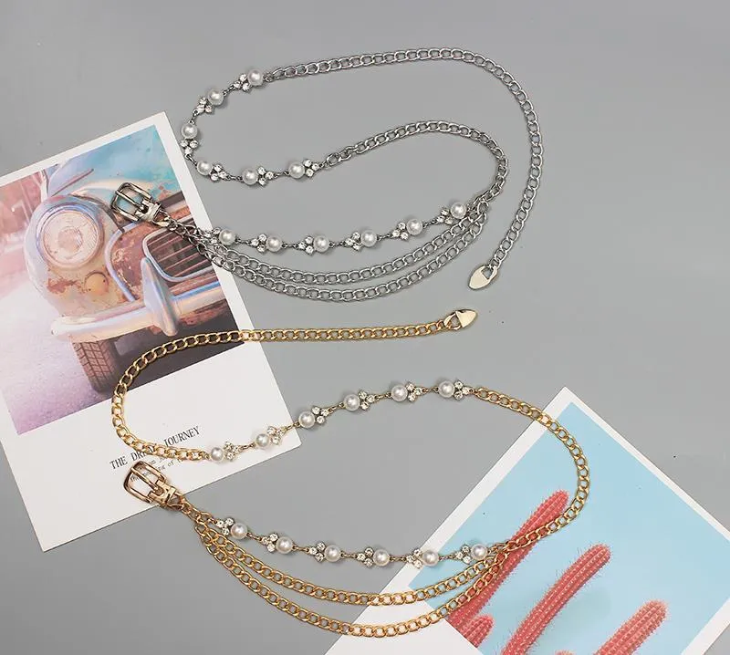 Fashion and Elegant Women's Rhinestone Waist Chain All-match Chain with Sweater Dress Metal Belt Girdle