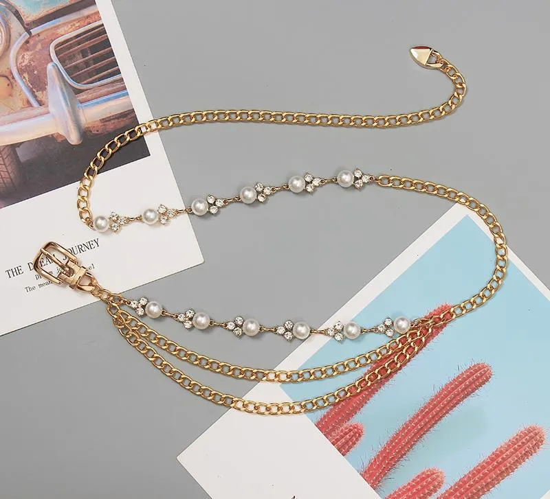 Fashion and Elegant Women's Rhinestone Waist Chain All-match Chain with Sweater Dress Metal Belt Girdle