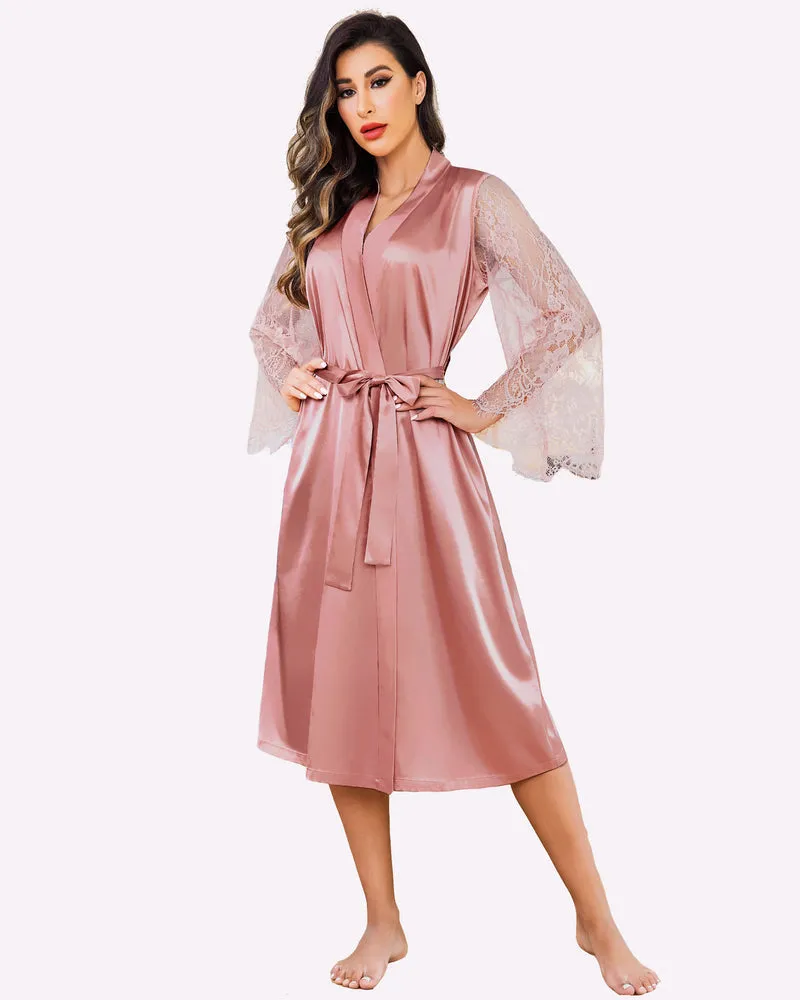 Floral Lace Kimono Robe Bride Dressing Gown