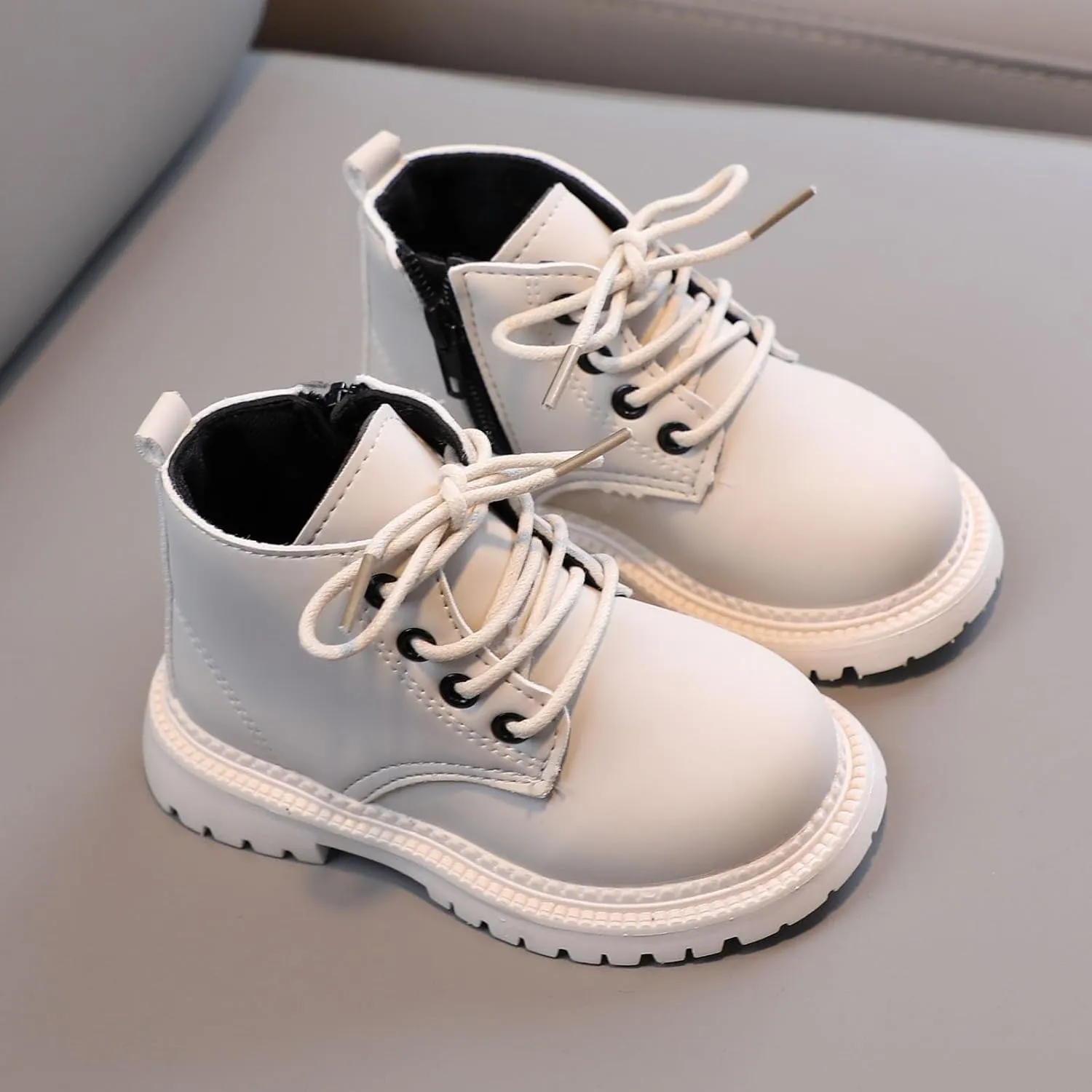 Girls Ankle Boots Combat Boots Lace Up Non-Slip Short Boots Breathable Toddler Boots for Infant Toddler Little Kid