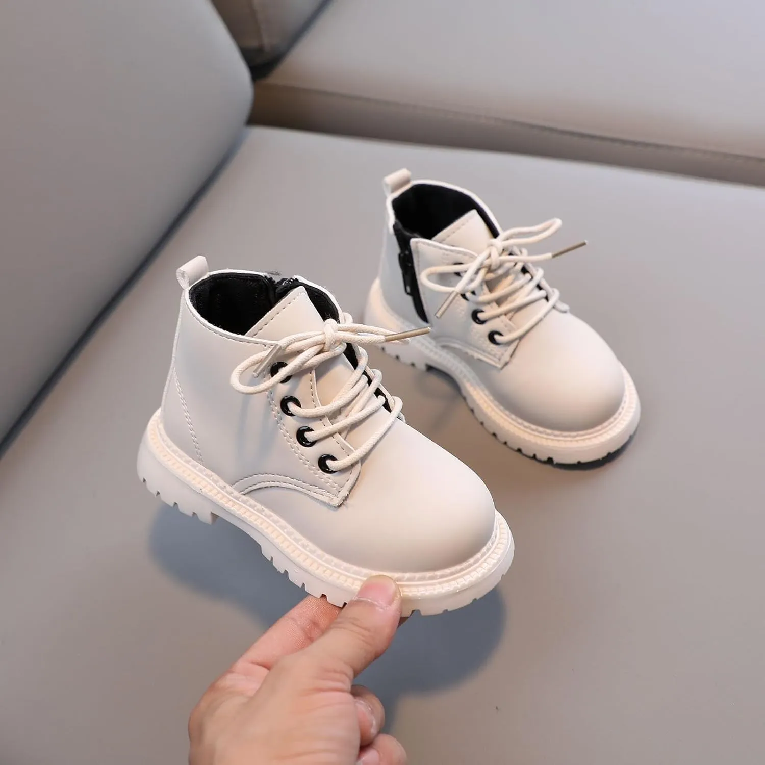 Girls Ankle Boots Combat Boots Lace Up Non-Slip Short Boots Breathable Toddler Boots for Infant Toddler Little Kid