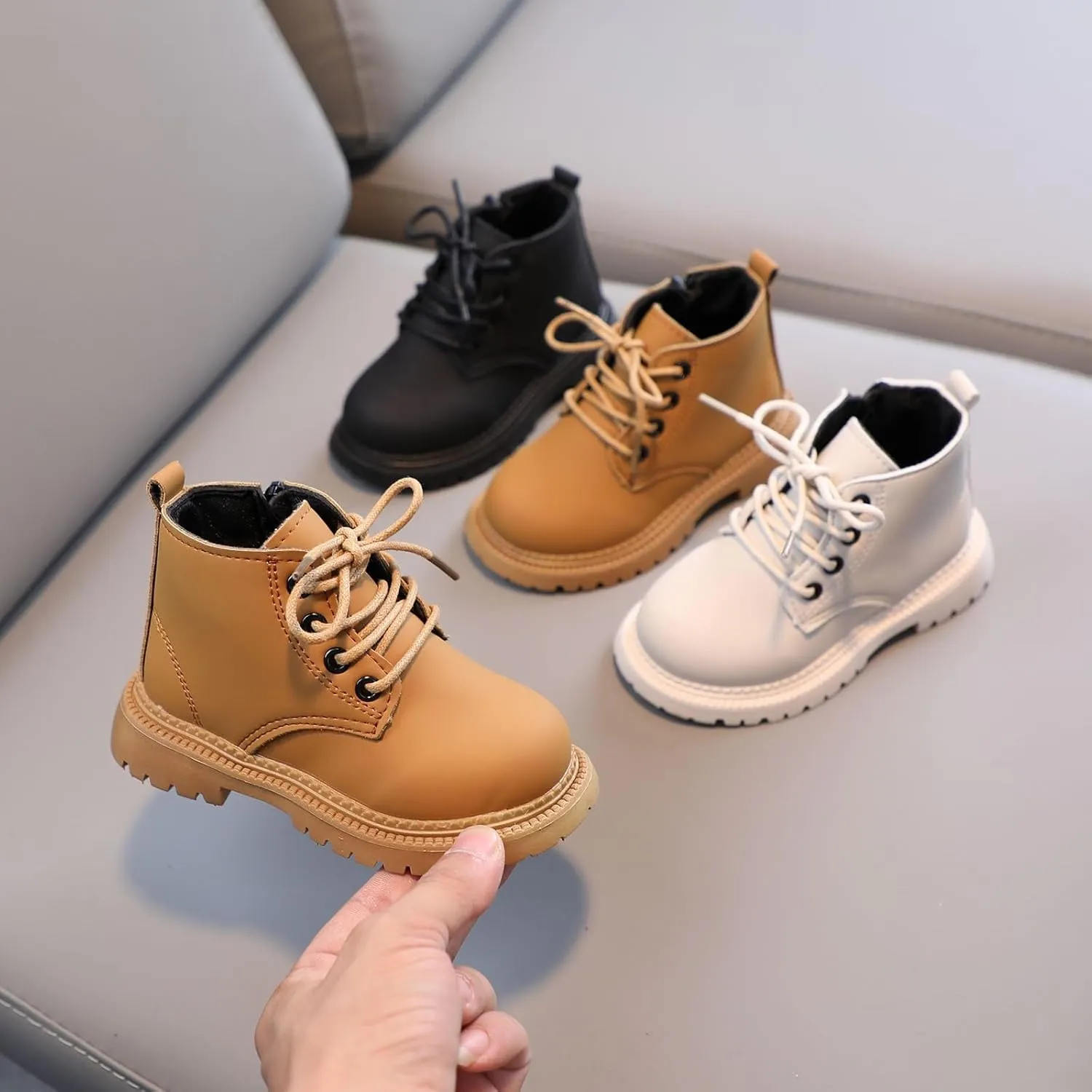 Girls Ankle Boots Combat Boots Lace Up Non-Slip Short Boots Breathable Toddler Boots for Infant Toddler Little Kid