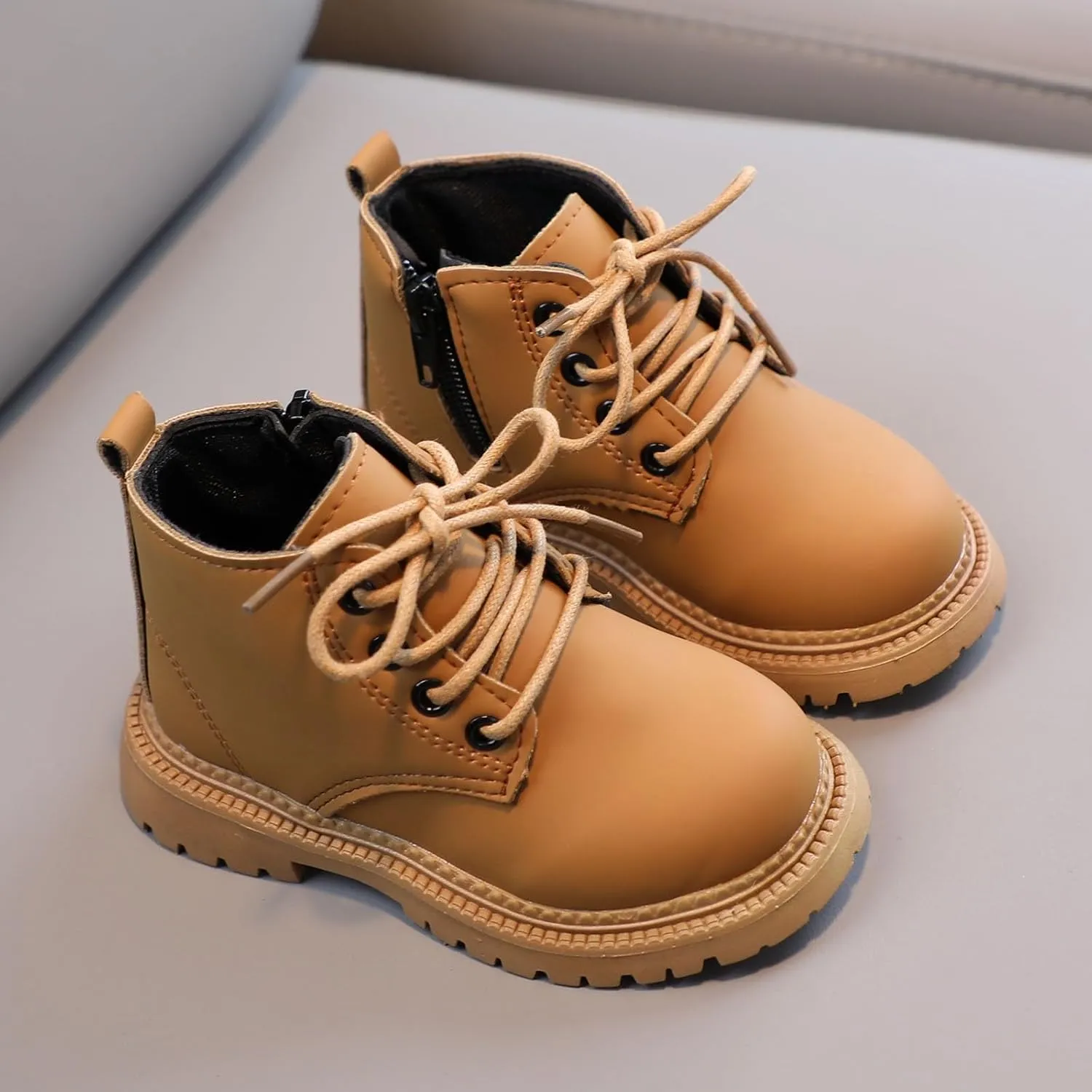 Girls Ankle Boots Combat Boots Lace Up Non-Slip Short Boots Breathable Toddler Boots for Infant Toddler Little Kid