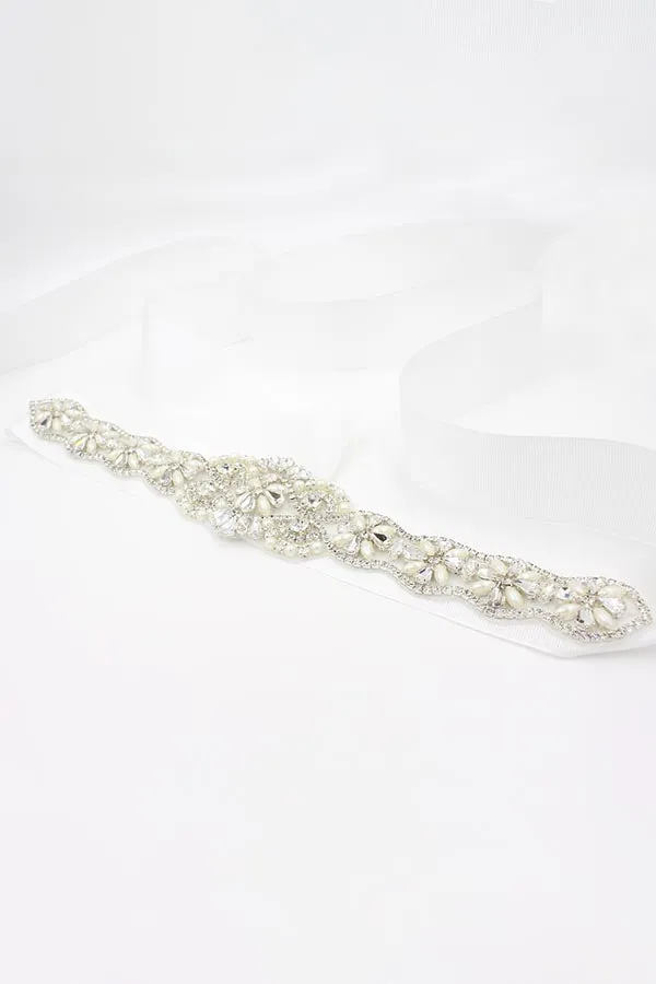 handmade Bridal Wedding Rhinestone Pearl Belt