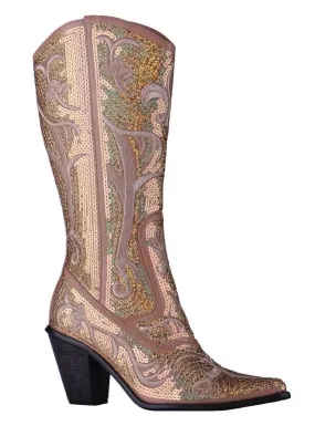 Helen's Heart Gold Blingy Sequins Cowboy Boots