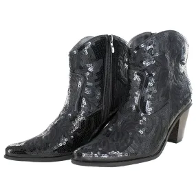Helen's Heart Short Black Sequins Cowboy Boots