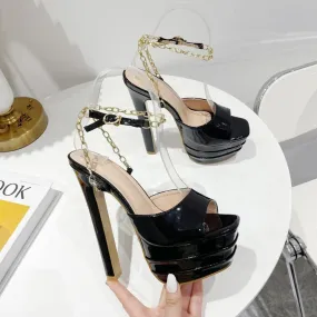 High Heel Open Toe Pumps