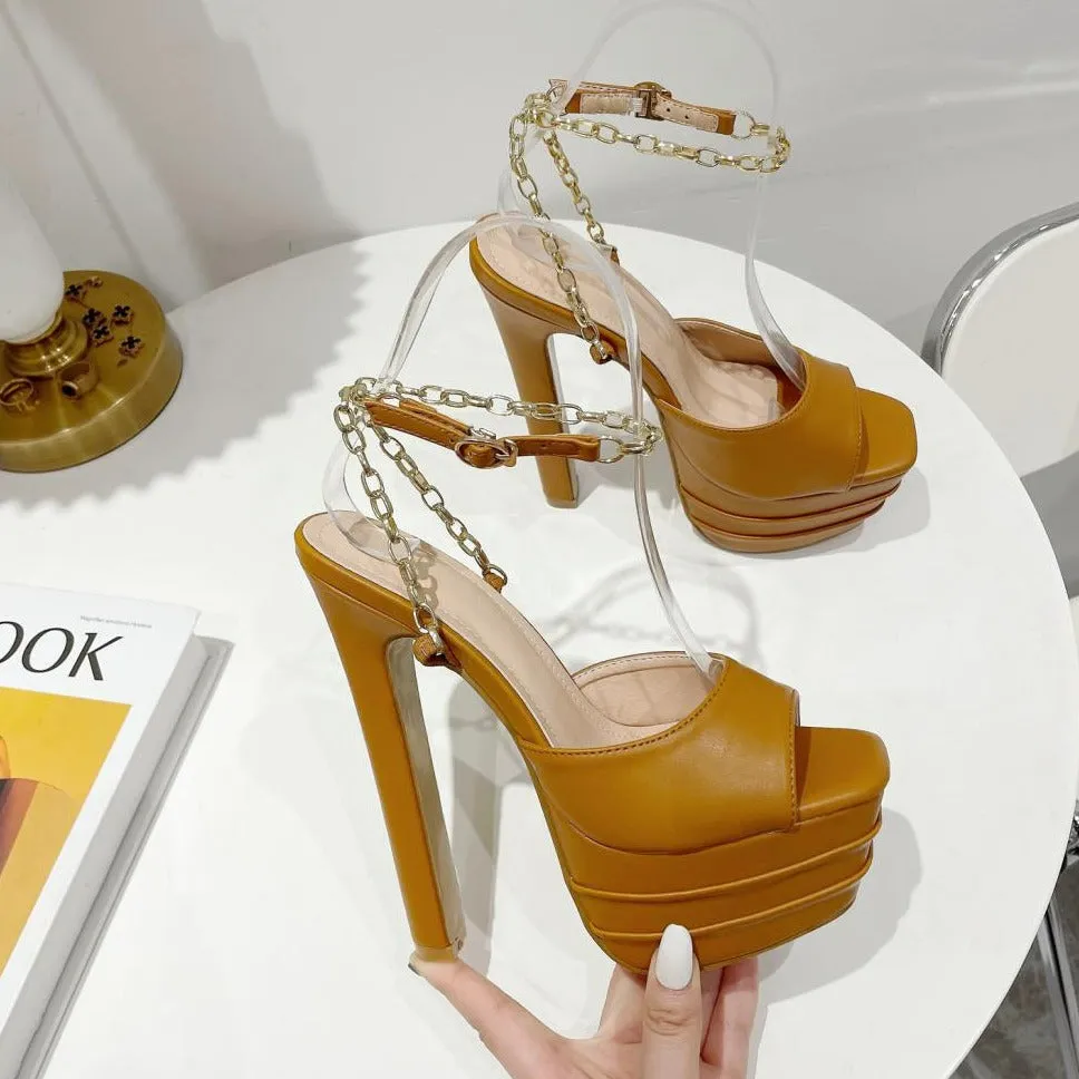 High Heel Open Toe Pumps
