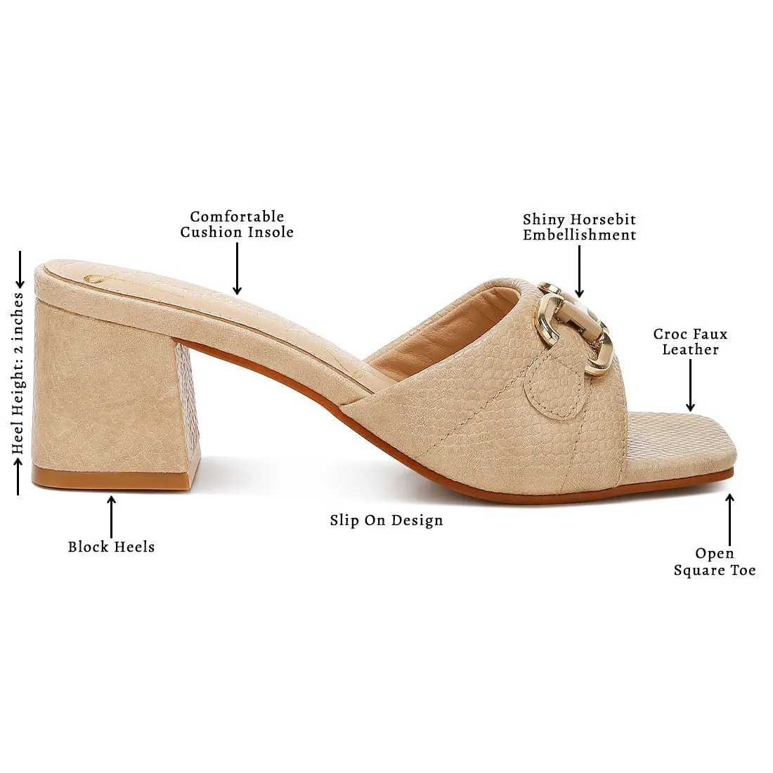 Horsebit Detail Snake Print Sandals