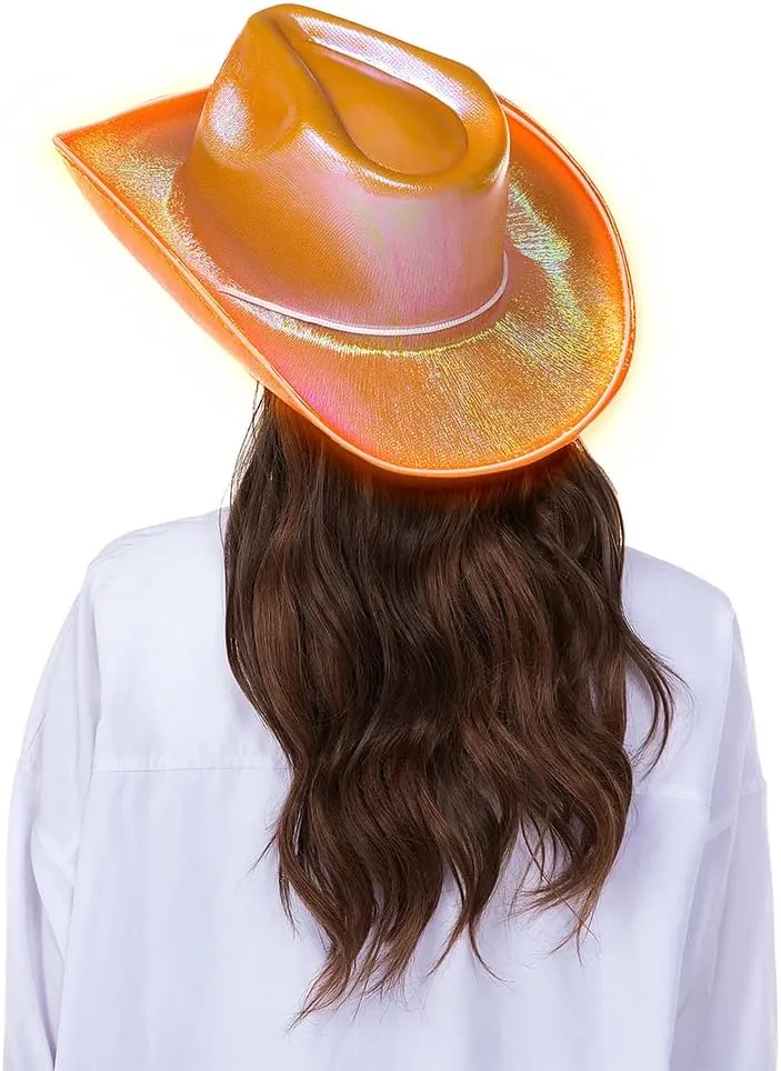 HSCTEK Light Up Holographic Space Cowboy Cowgirl Hat(Updated EL Wire)