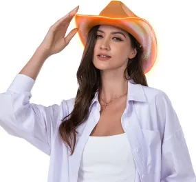 HSCTEK Light Up Holographic Space Cowboy Cowgirl Hat(Updated EL Wire)