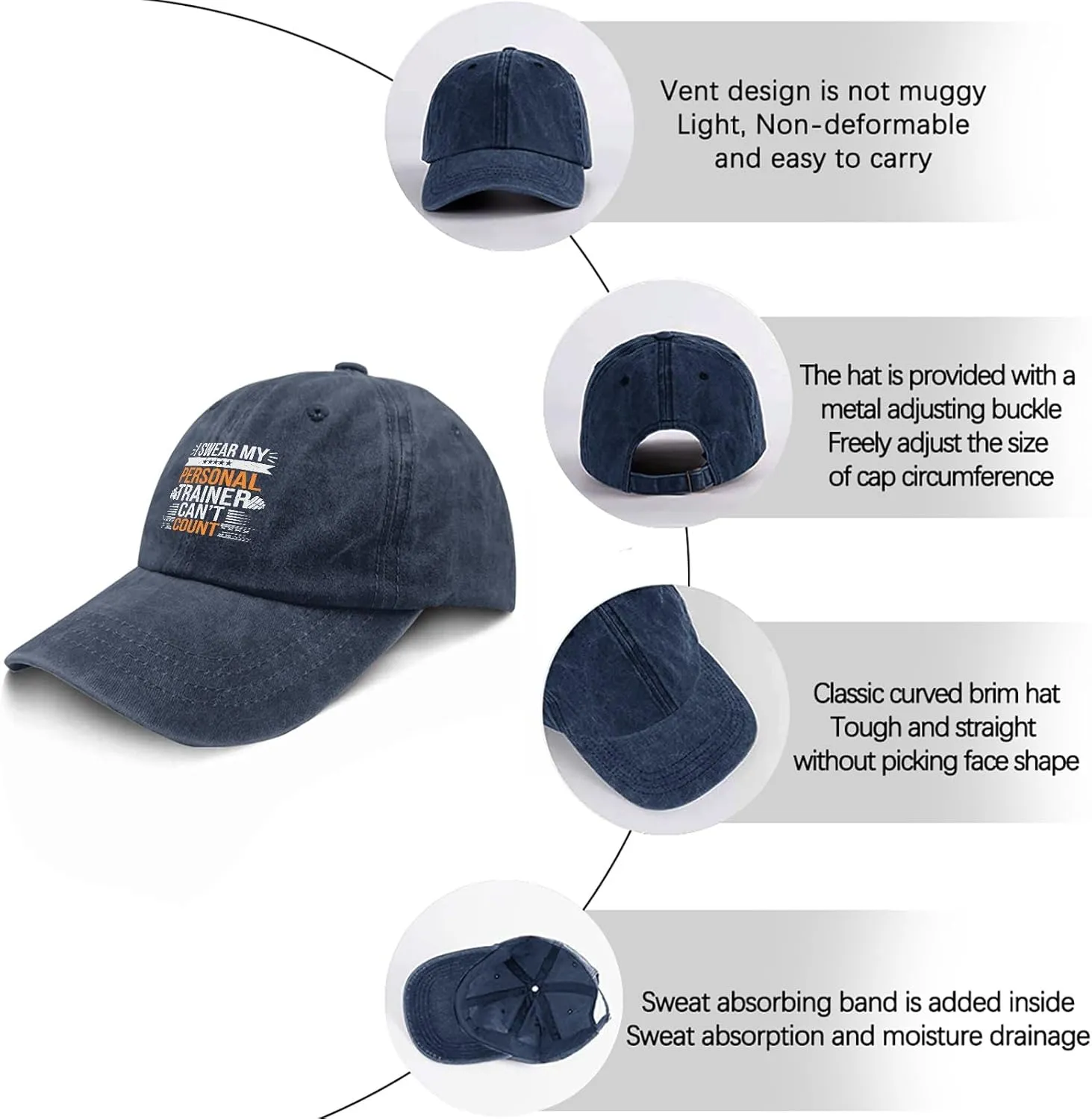 I Swears My Personal Trainers Can't Count Hats for Women Baseball Cap Ball Hat for Men Quick Dry Cap Sun Visor Hat