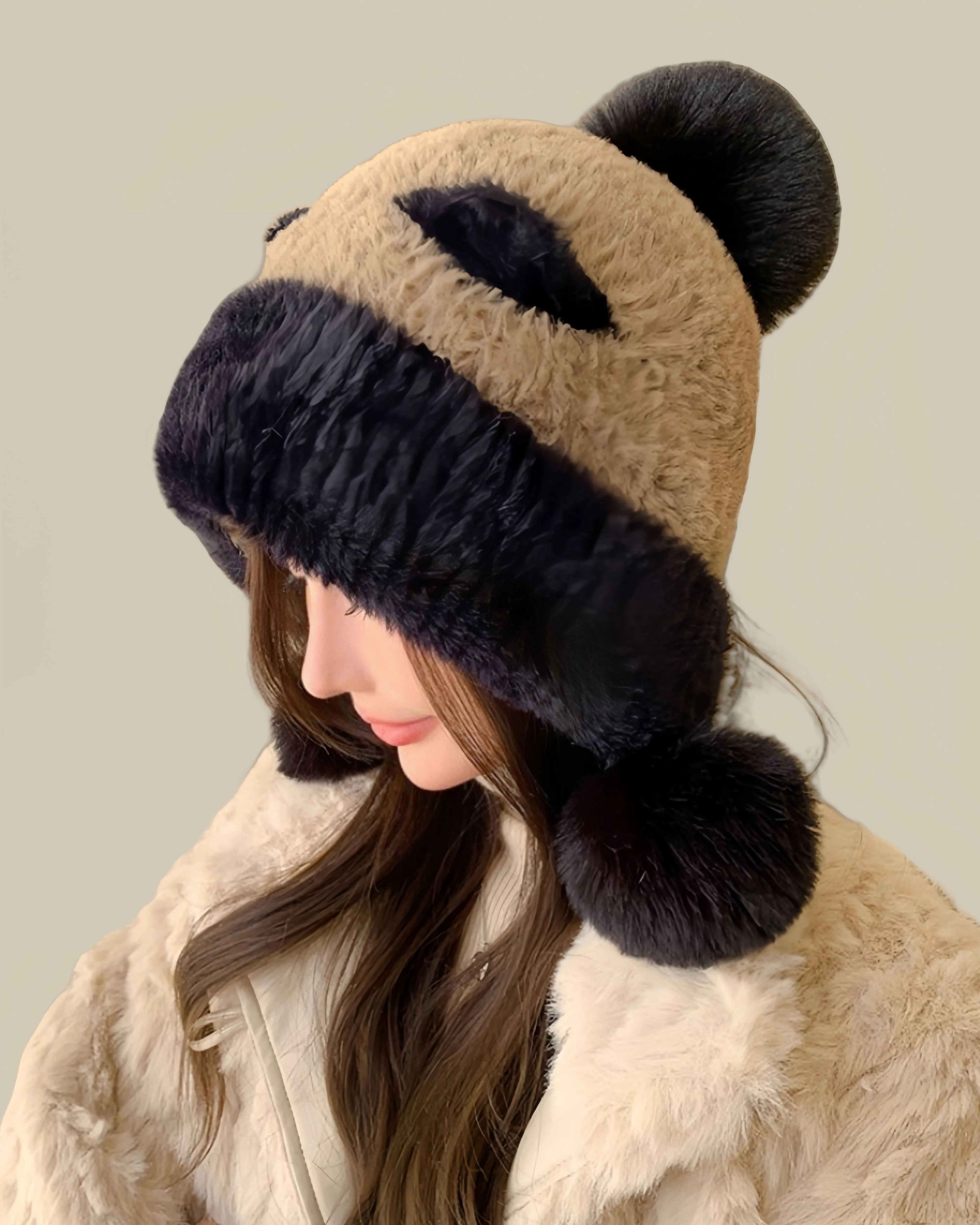 JCH903304 Cozy Plush Panda Earflap Hat