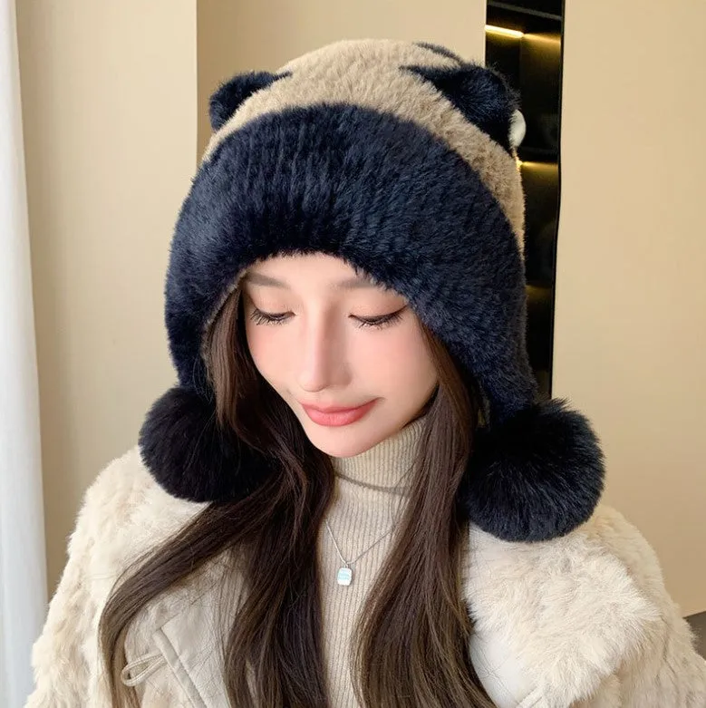 JCH903304 Cozy Plush Panda Earflap Hat