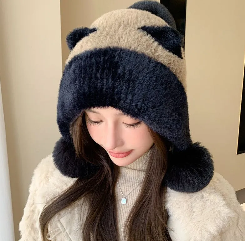 JCH903304 Cozy Plush Panda Earflap Hat