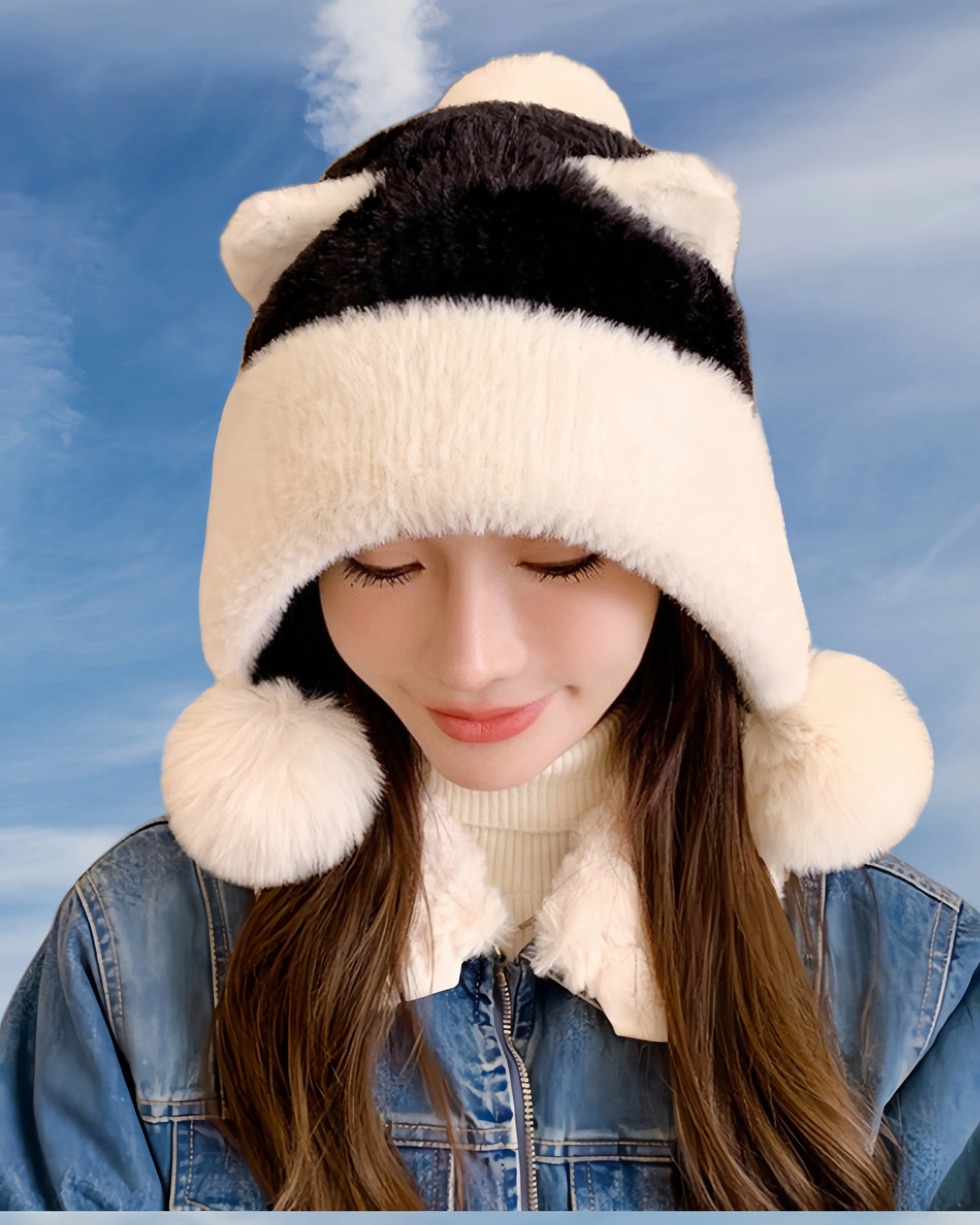 JCH903304 Cozy Plush Panda Earflap Hat