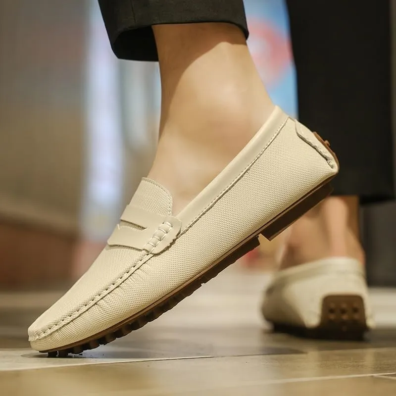 Loafers for Men Solid Color Leather Penny Driving Loafers Comfortable Slip Resistant Flexible Casual Classic Slip-on