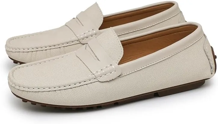 Loafers for Men Solid Color Leather Penny Driving Loafers Comfortable Slip Resistant Flexible Casual Classic Slip-on