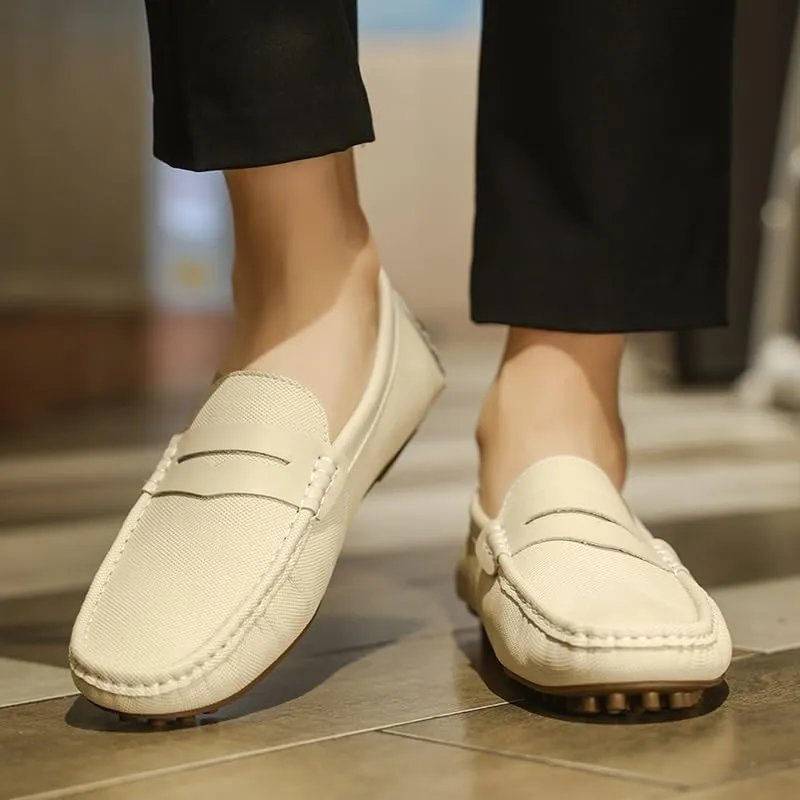 Loafers for Men Solid Color Leather Penny Driving Loafers Comfortable Slip Resistant Flexible Casual Classic Slip-on