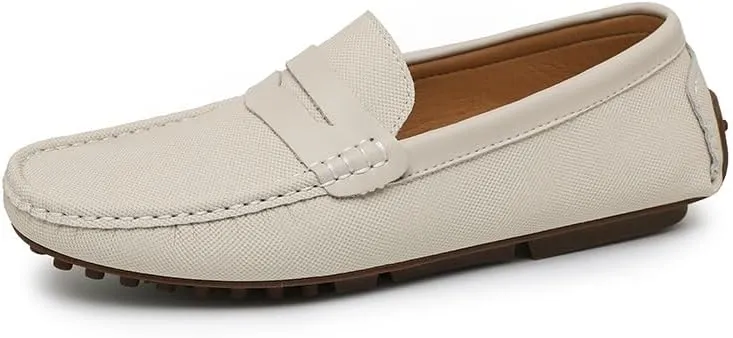 Loafers for Men Solid Color Leather Penny Driving Loafers Comfortable Slip Resistant Flexible Casual Classic Slip-on