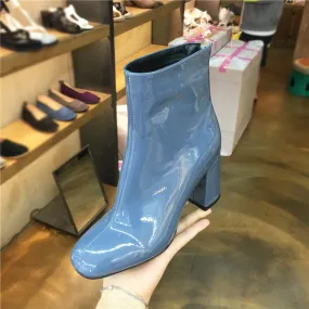 LUXE SEVEN DESIGN WIDE FIT BLOCK HEEL ANKLE BOOTS