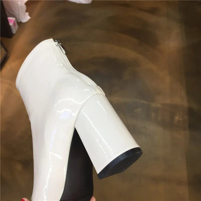 LUXE SEVEN DESIGN WIDE FIT BLOCK HEEL ANKLE BOOTS