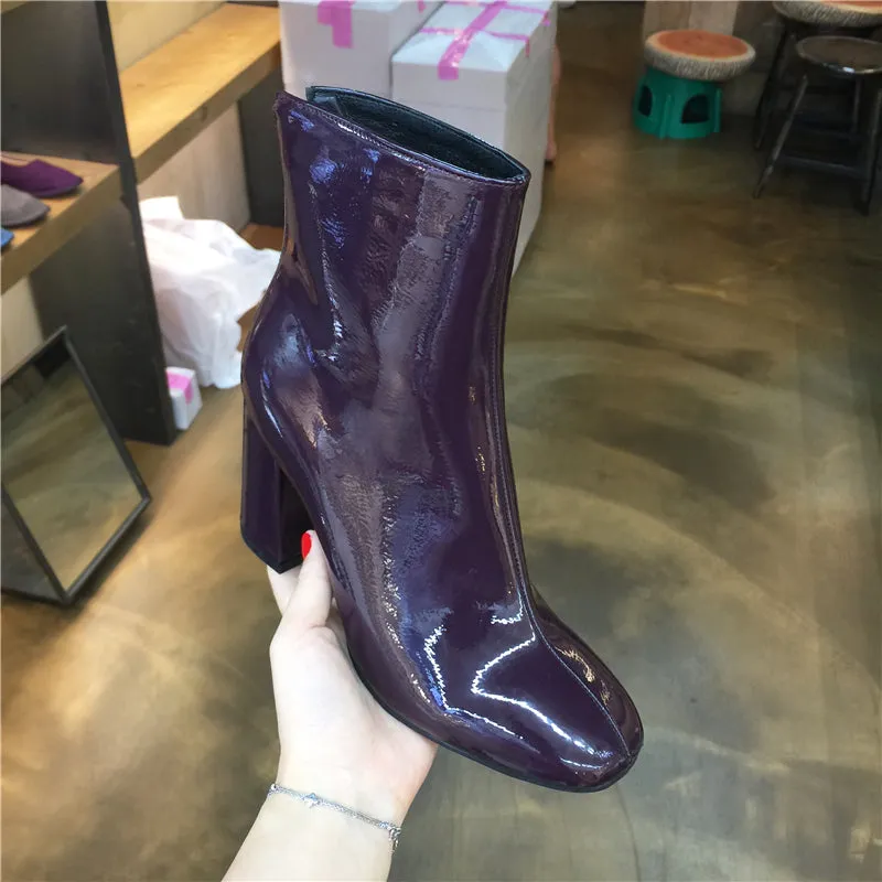 LUXE SEVEN DESIGN WIDE FIT BLOCK HEEL ANKLE BOOTS