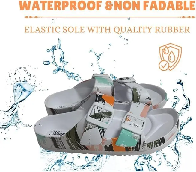Magiko Slip-On Casual Slides Sandals EVA Double Buckle Adjustable Comfortable Light Weight Slides