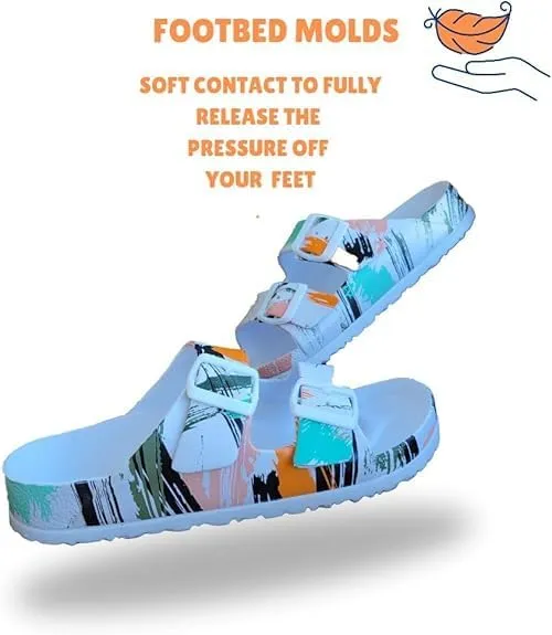 Magiko Slip-On Casual Slides Sandals EVA Double Buckle Adjustable Comfortable Light Weight Slides