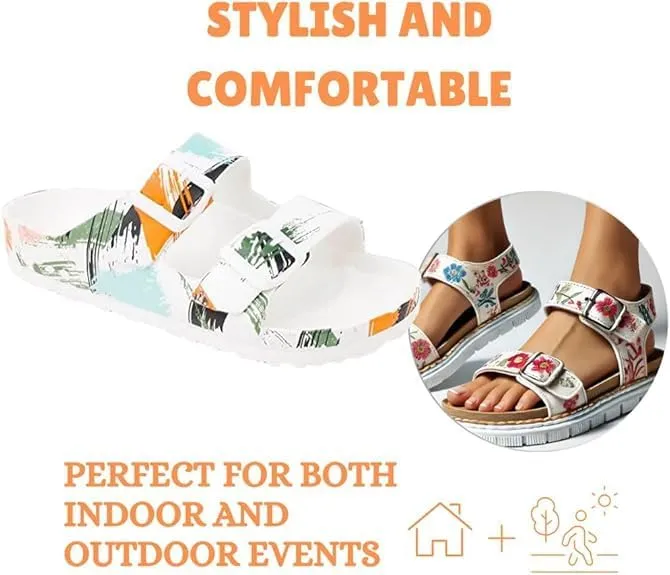 Magiko Slip-On Casual Slides Sandals EVA Double Buckle Adjustable Comfortable Light Weight Slides