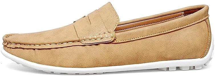 Men's Loafers Shoes Simple Round Toe Vegan Leather Penny Loafers Anti-Slip Lightweight Comfortable Classic Casual Slip-on