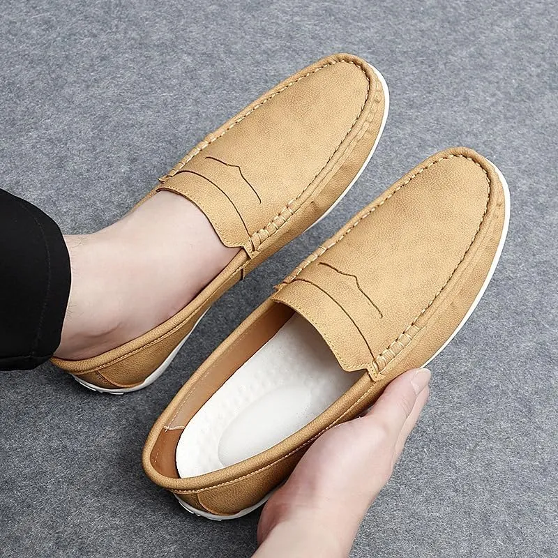 Men's Loafers Shoes Simple Round Toe Vegan Leather Penny Loafers Anti-Slip Lightweight Comfortable Classic Casual Slip-on